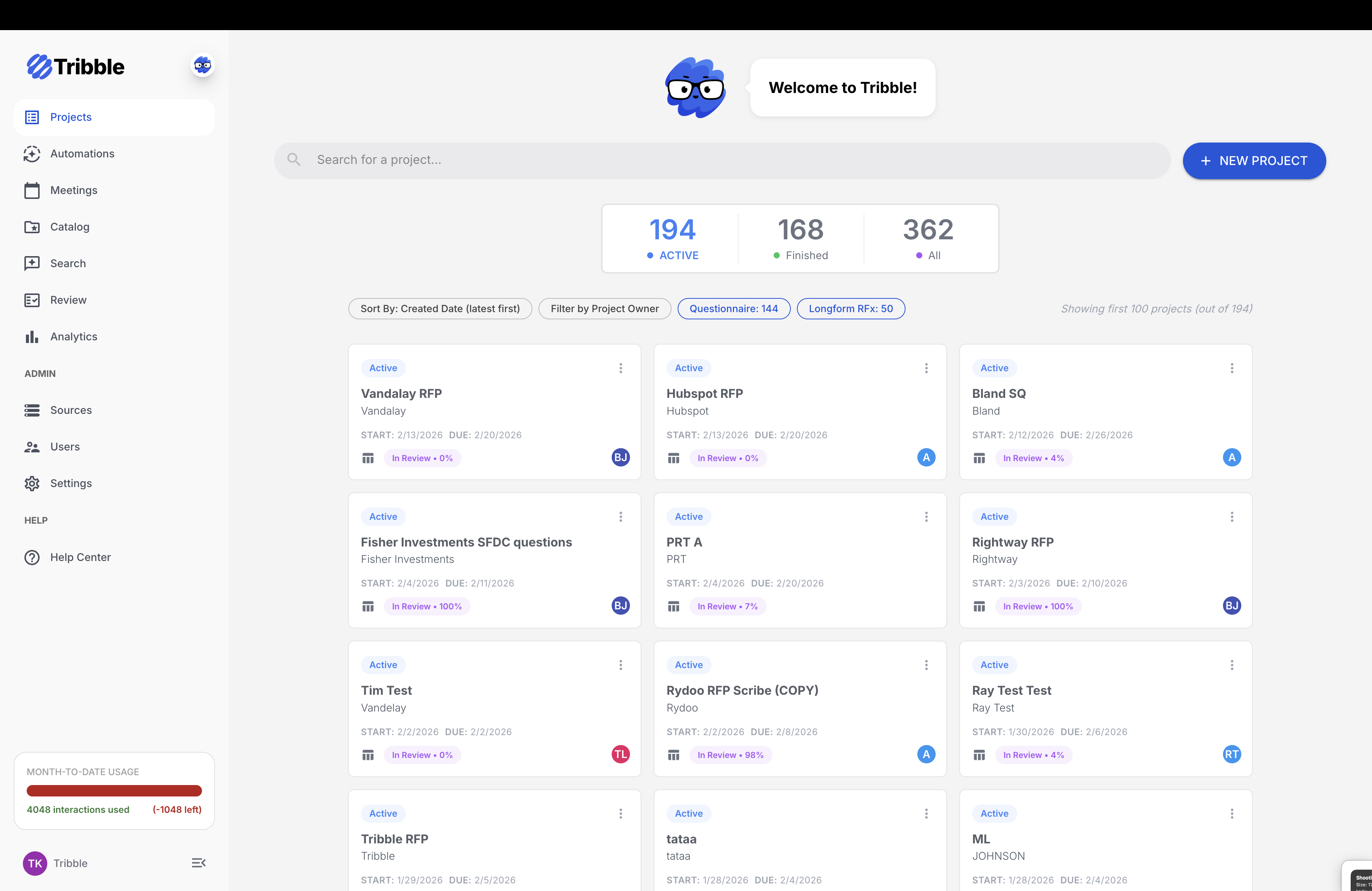 Tribble Respond — dashboard overview